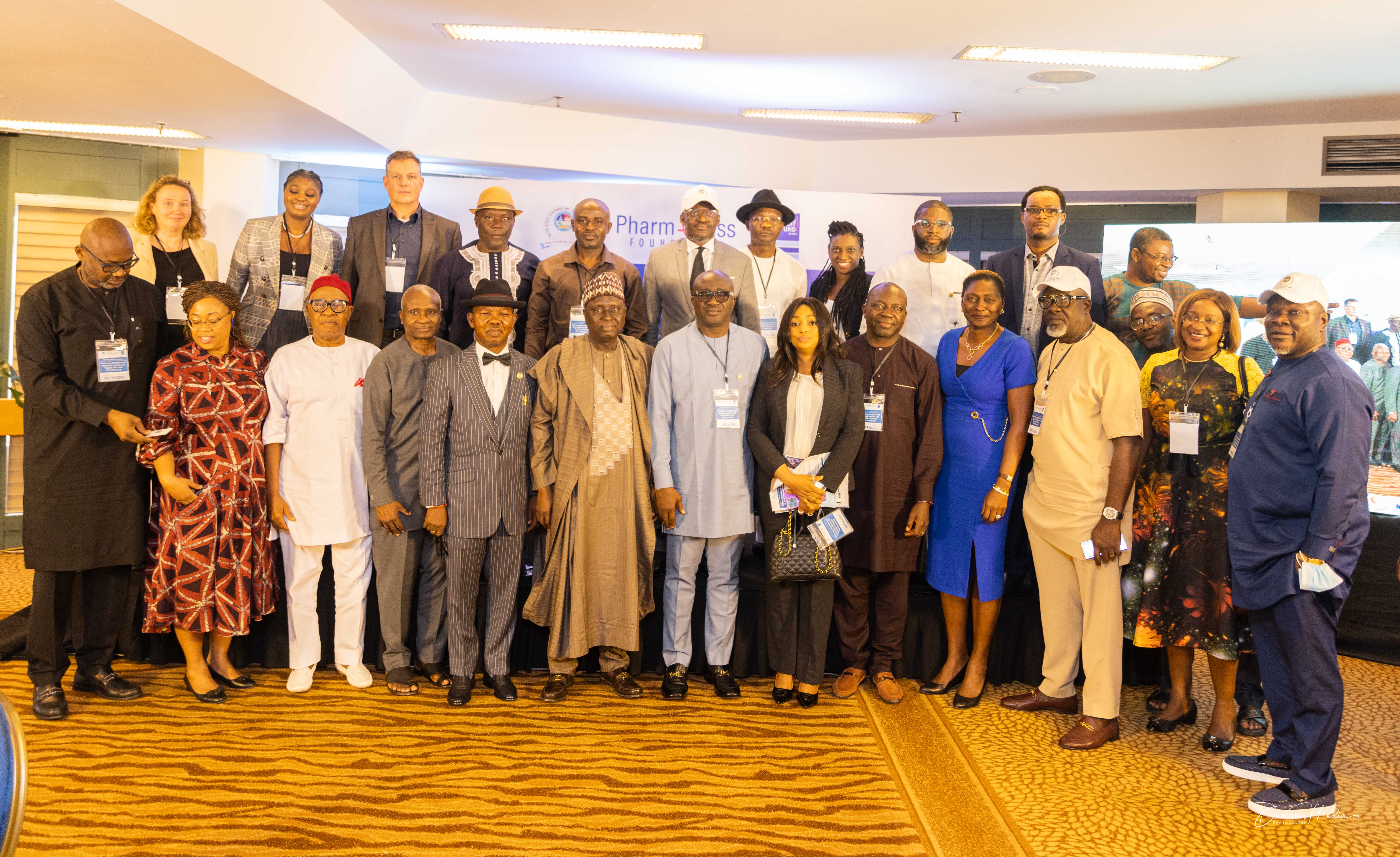 Group picture with dignitaries present at the A2F Impact Evaluation report dissemination